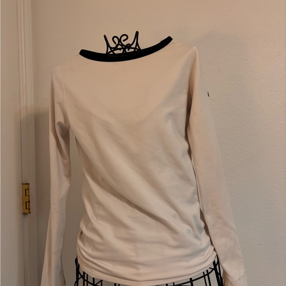 Nike Cream Long Sleeve Tee with Black Trim